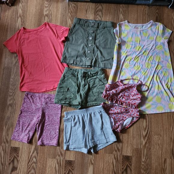 Girls Clothing Lot 9pc Size Medium Short Sleeve Dress Skirt Shorts Top Swimsuit - Picture 2 of 16